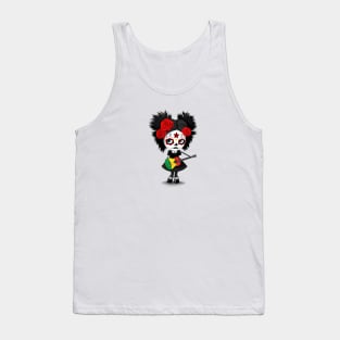 Sugar Skull Girl Playing Mali Flag Guitar Tank Top